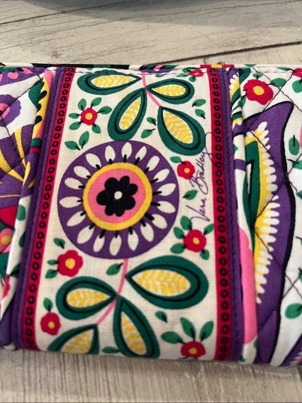 Vera Bradley Floral Quilted Wallet in Pink, Purple & Green - Picture 4 of 5